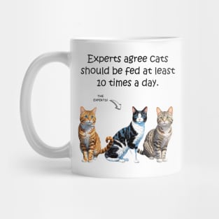 Experts agree cats should be fed at least 10 times a day - funny watercolour cat design Mug